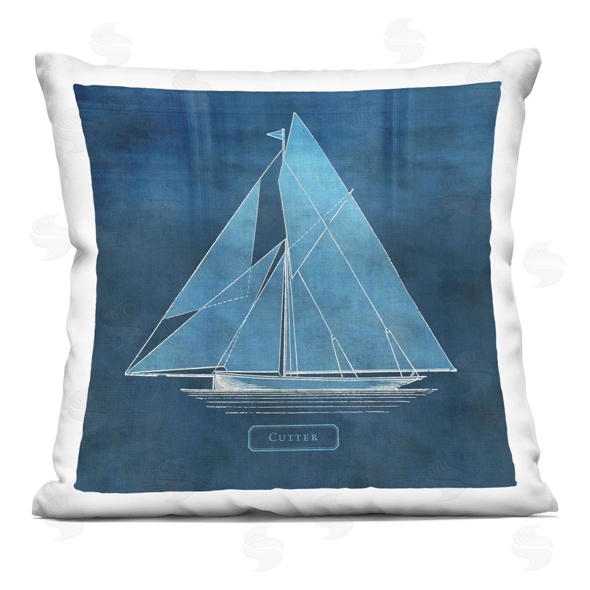 Susan Arnot Maritime Cutter Sailboat Printed Plush Polyester Throw Pillow