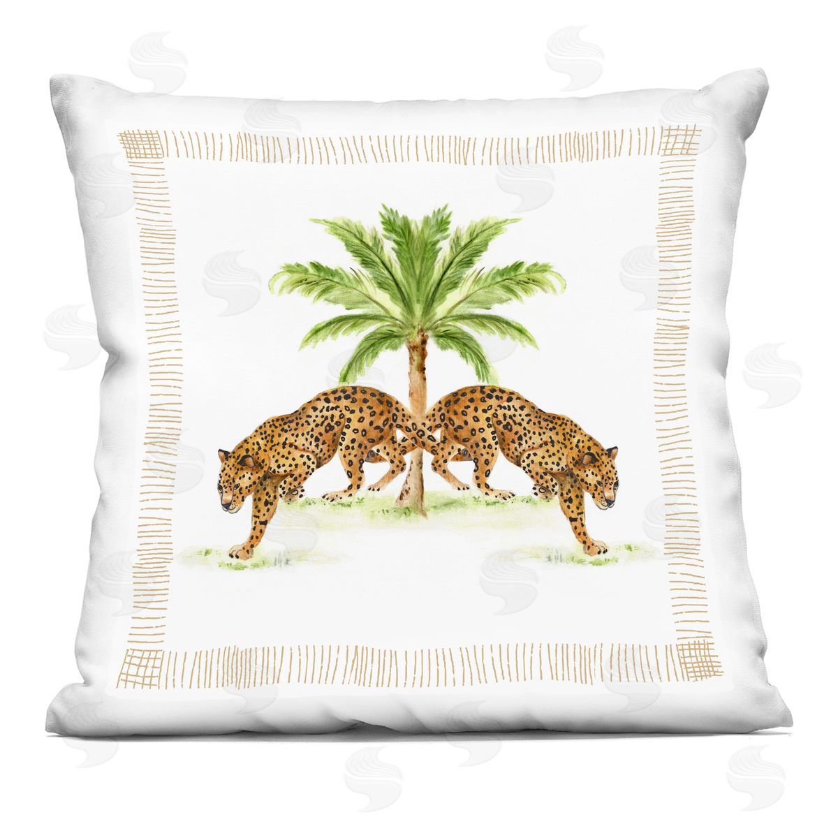 Janet Tava Symmetrical Stepping Cheetahs Printed Plush Polyester Throw Pillow