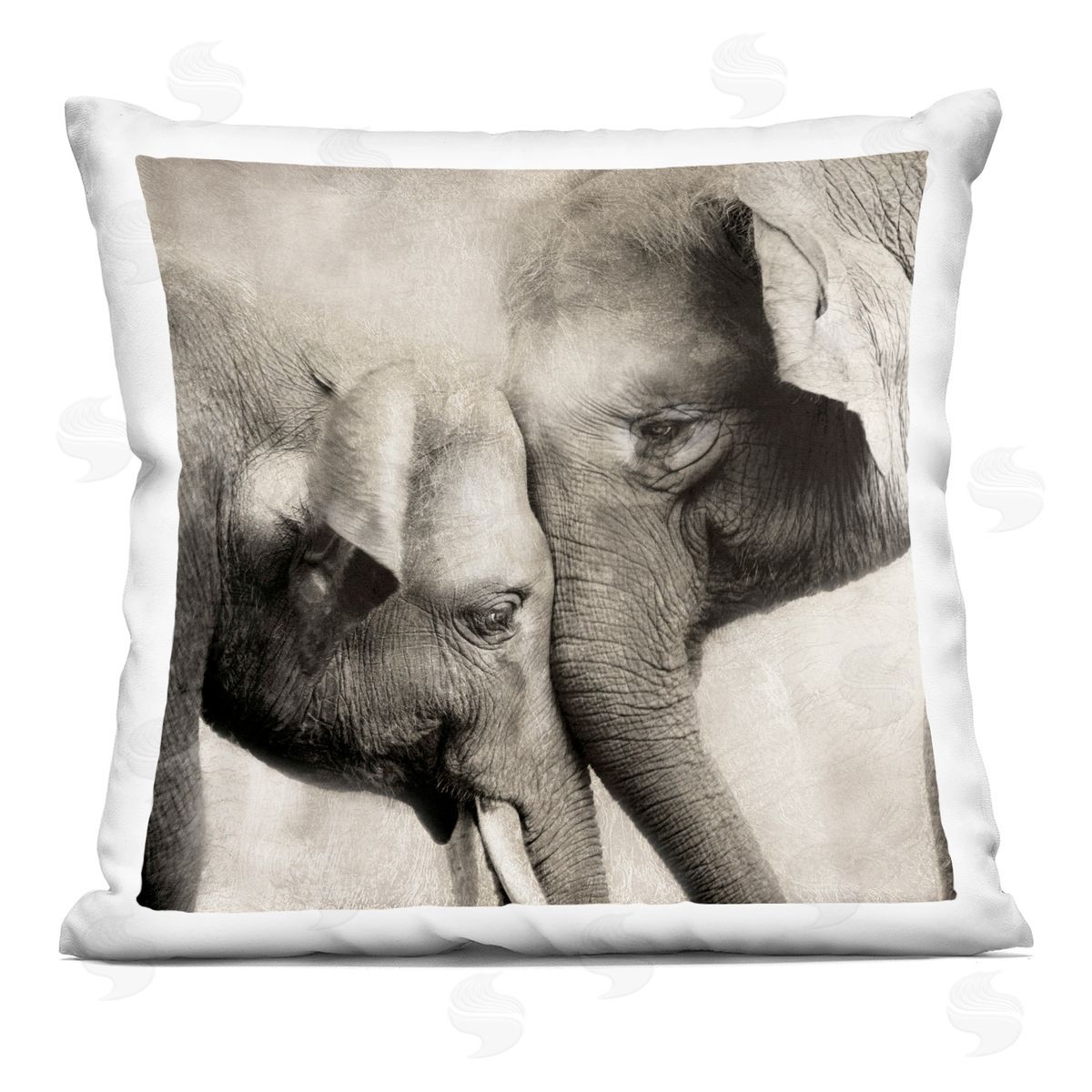 CAD Designs Elephant & Baby Hug Printed Plush Polyester Throw Pillow