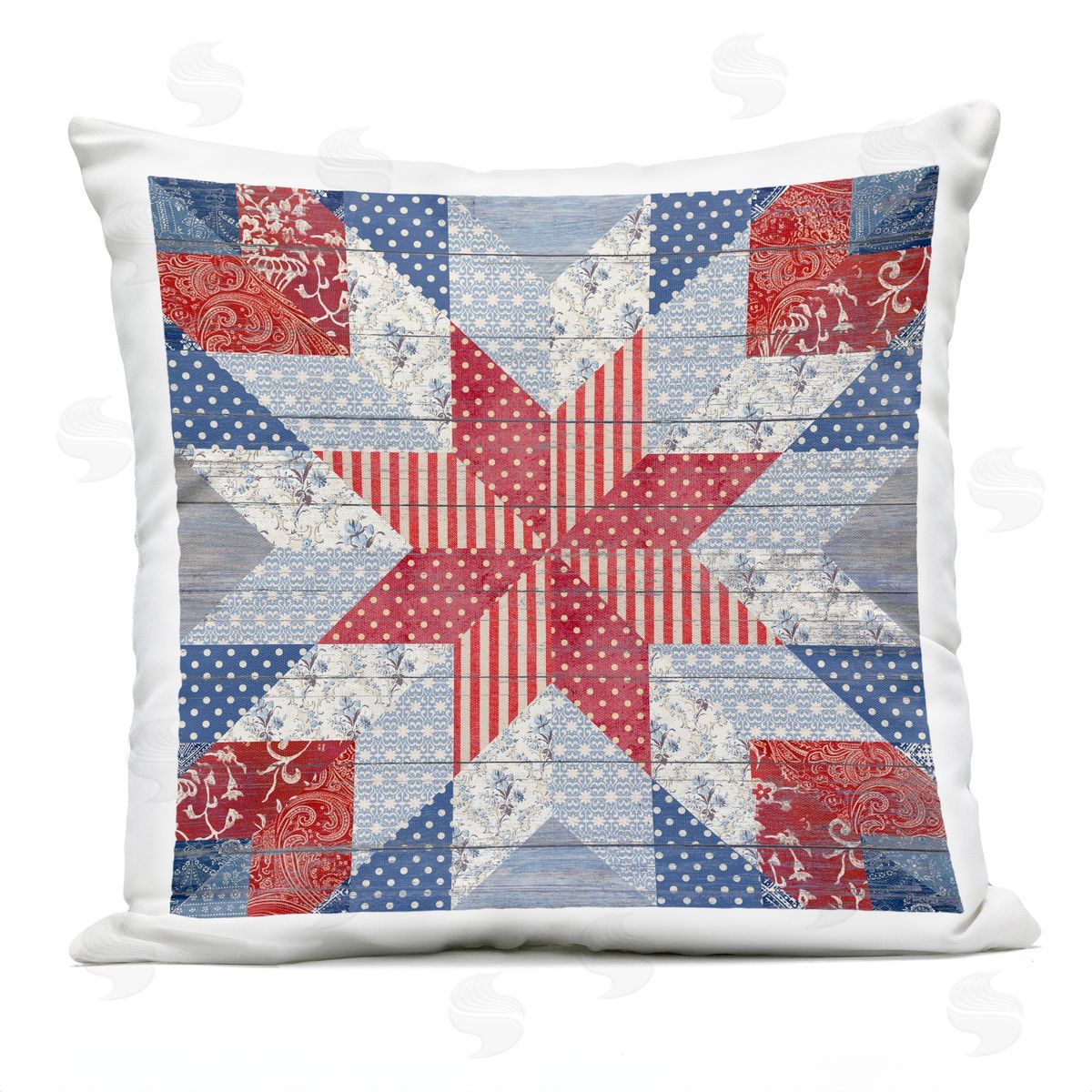 Susan Arnot Patriotic Quilt Pattern Outdoor Quick-Dry Polyester Printed Throw Pillow