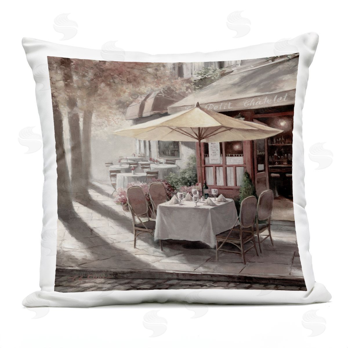 T.C. Chiu Warm Sunlit Bistro Outdoor Quick-Dry Polyester Printed Throw Pillow