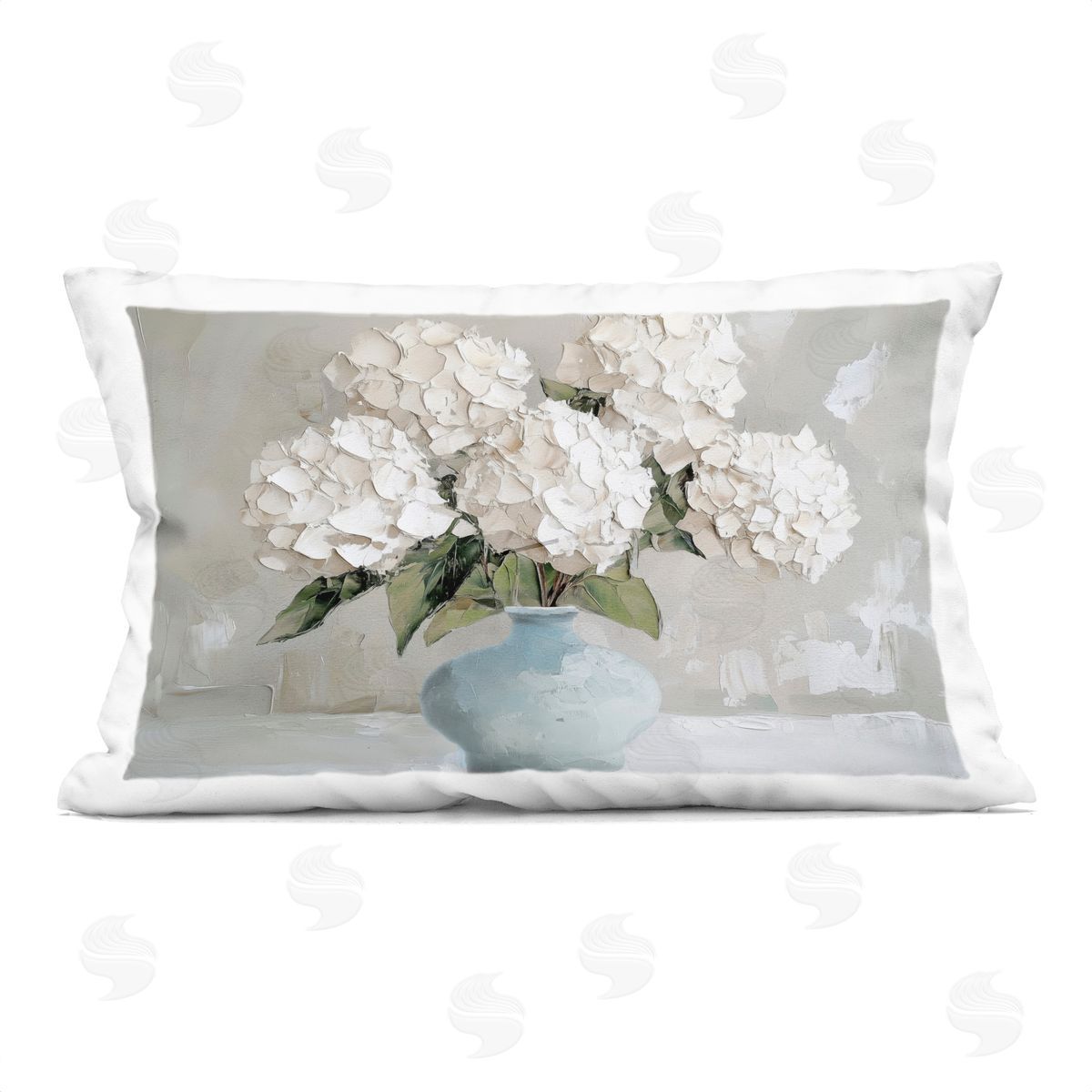 Annabelle Hall Modern Dappled Hydrangea Bouquet Plush Polyester Art Print Pillow