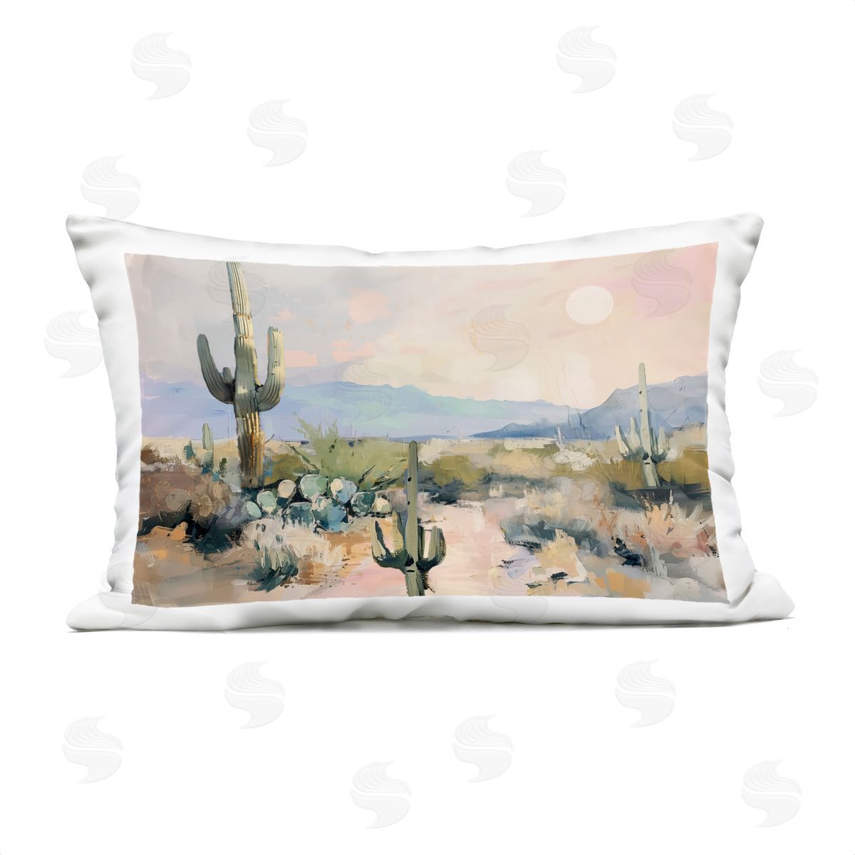 Annabelle Hall Prairie Desert with Cacti Plush Polyester Art Print Pillow