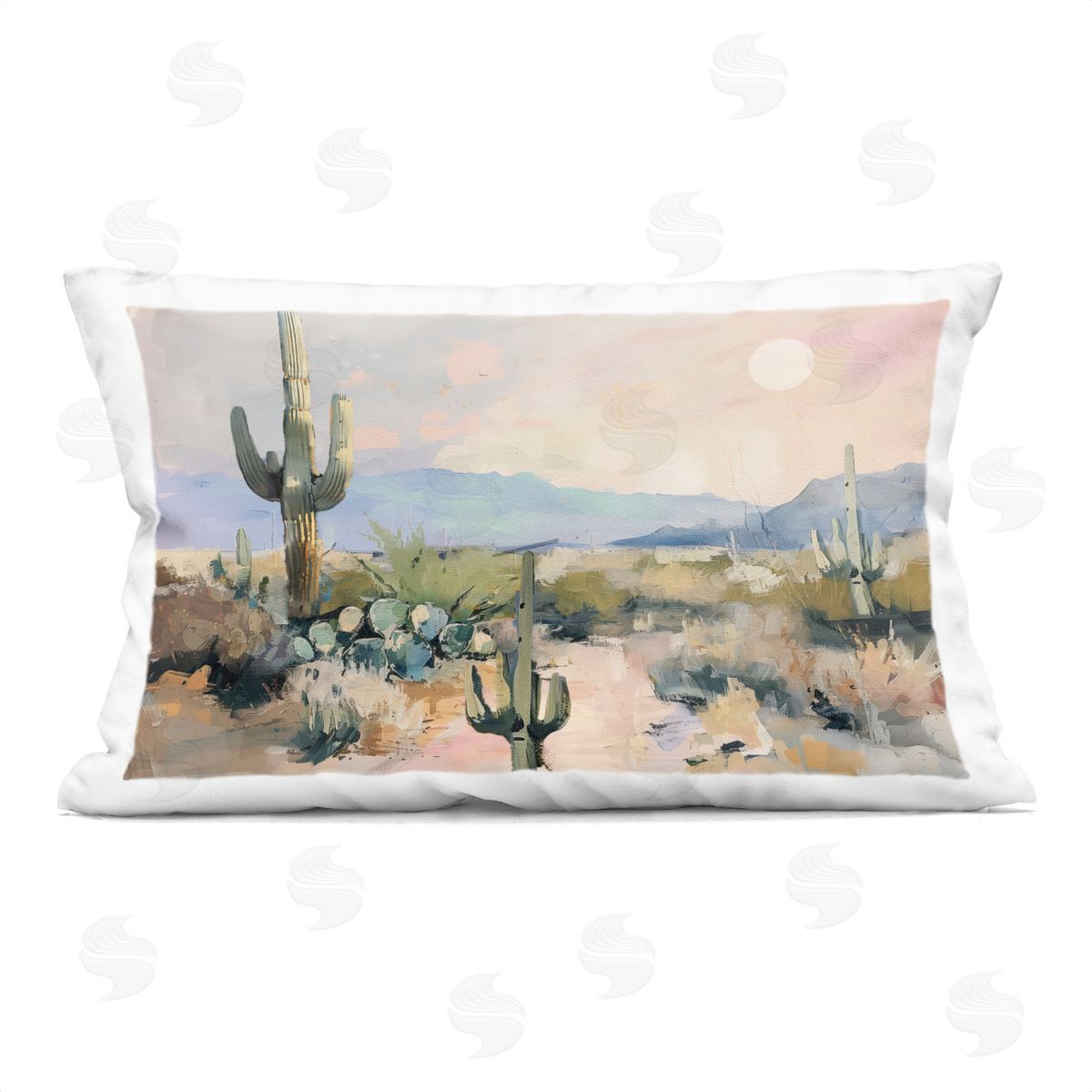 Annabelle Hall Prairie Desert with Cacti Plush Polyester Art Print Pillow