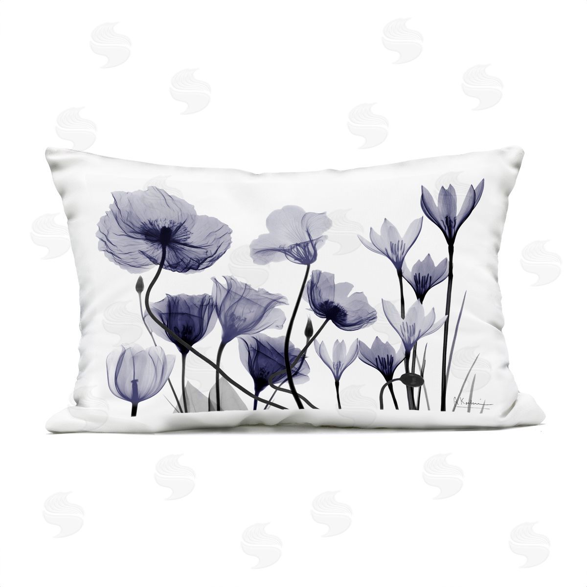 Albert Koetsier Dusk Delight Blue Florals Plush Polyester Art Print Pillow
