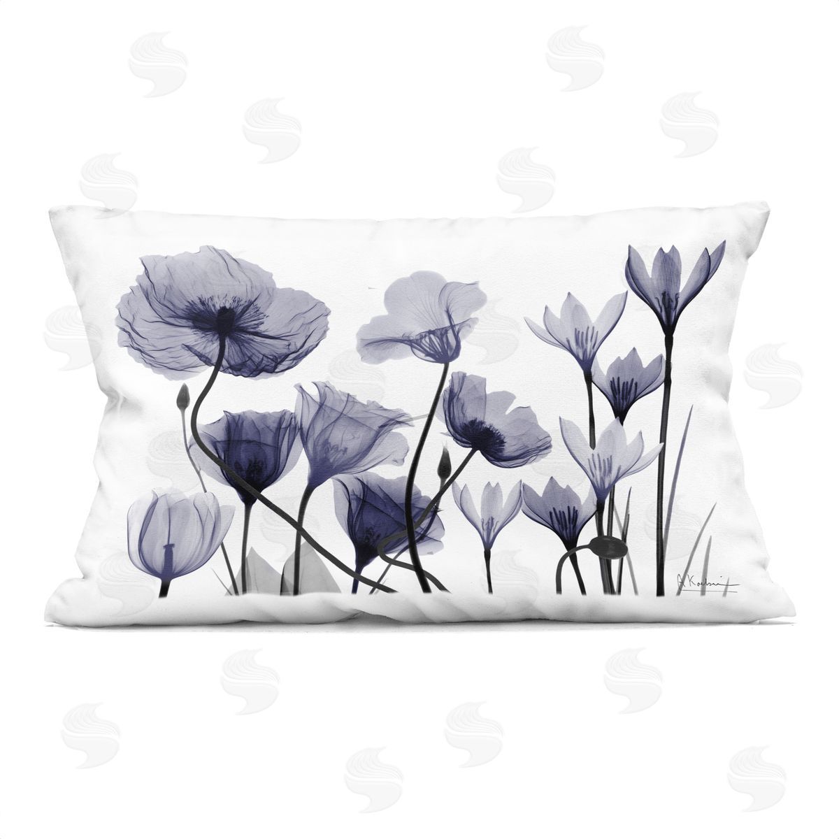 Albert Koetsier Dusk Delight Blue Florals Plush Polyester Art Print Pillow