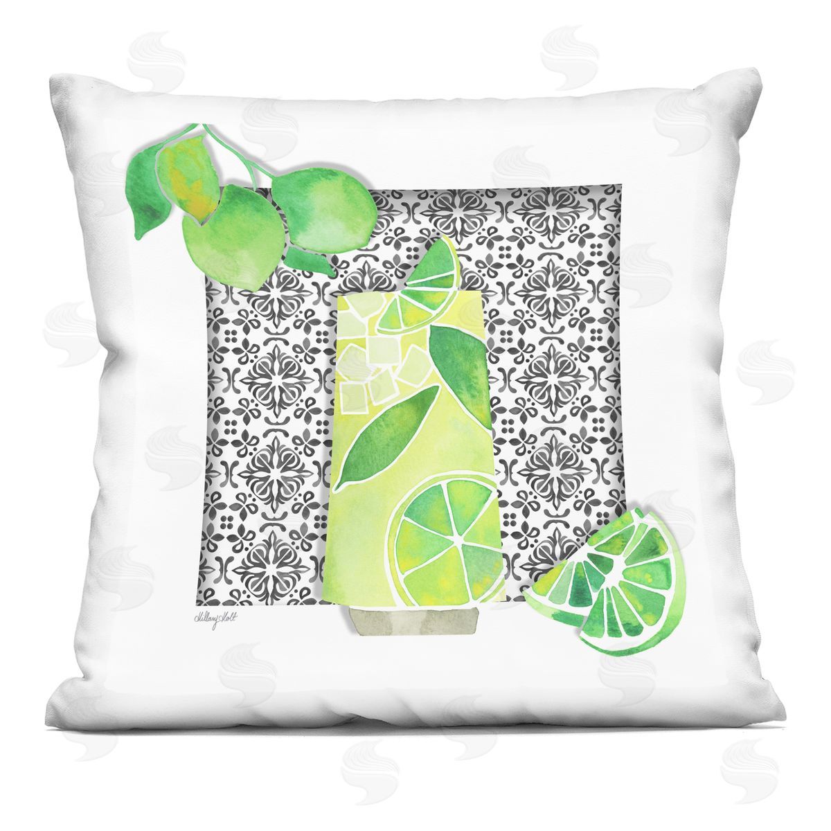 Hillary Holt Mediterranean Mojito Drink Printed Plush Polyester Throw Pillow