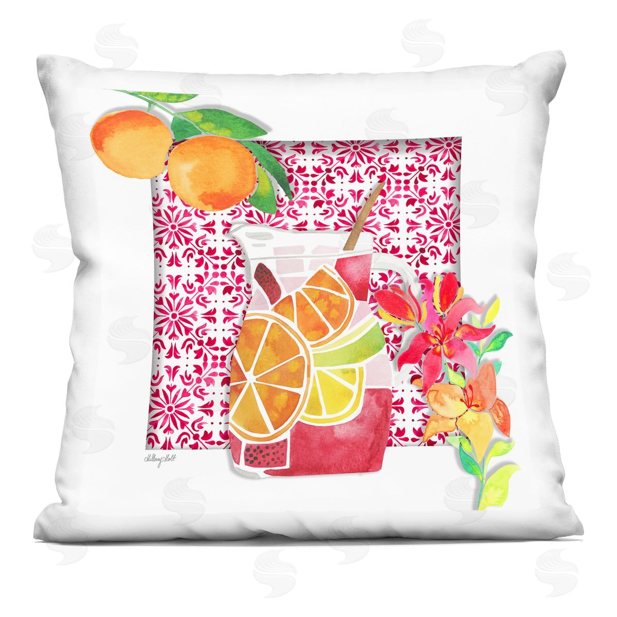 Hillary Holt Mediterranean Sangria Drink Printed Plush Polyester Throw Pillow