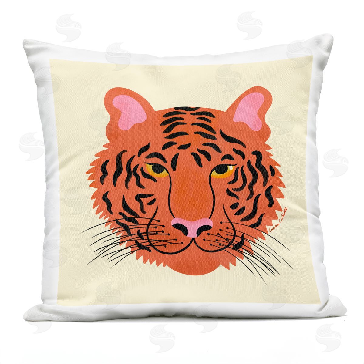 Carrie Cantwell Modern Wild Tiger Face Outdoor Quick-Dry Polyester Printed Throw Pillow