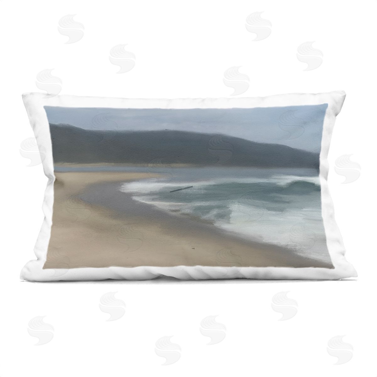 Matthew Piotrowicz Hazy Beach Curve Plush Polyester Art Print Pillow