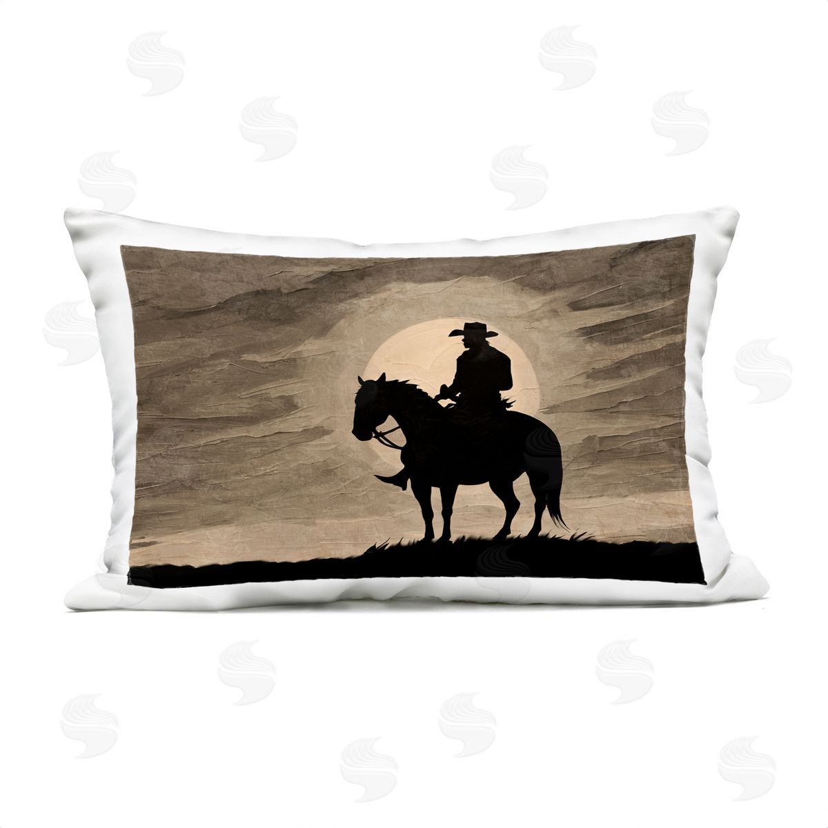 Kim Allen Sunset Cowboy with Horse Plush Polyester Art Print Pillow