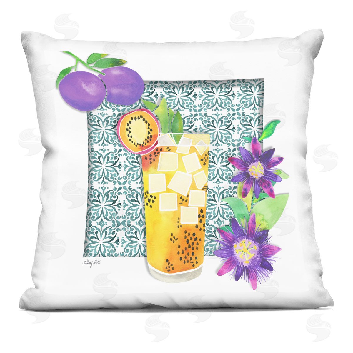 Hillary Holt Mediterranean Fruit Cocktail Printed Plush Polyester Throw Pillow