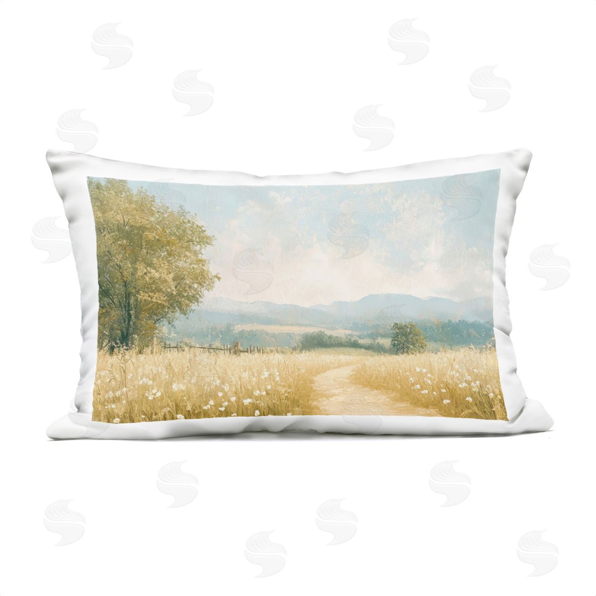 LSR Creative Studio Pastoral Wandering Path Plush Polyester Art Print Pillow
