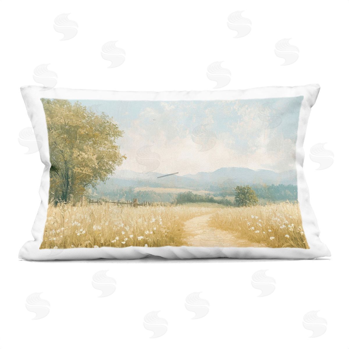 LSR Creative Studio Pastoral Wandering Path Plush Polyester Art Print Pillow