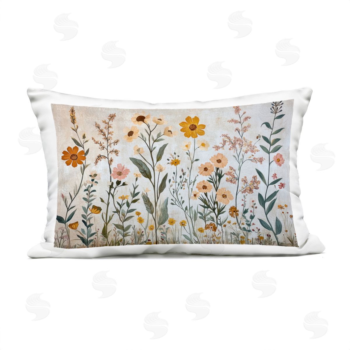 Petal Prints Design Growing Tall Wildflowers Plush Polyester Art Print Pillow