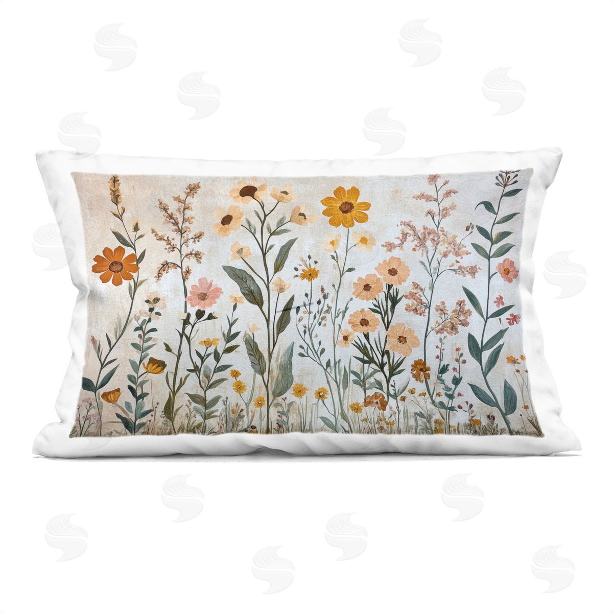Petal Prints Design Growing Tall Wildflowers Plush Polyester Art Print Pillow