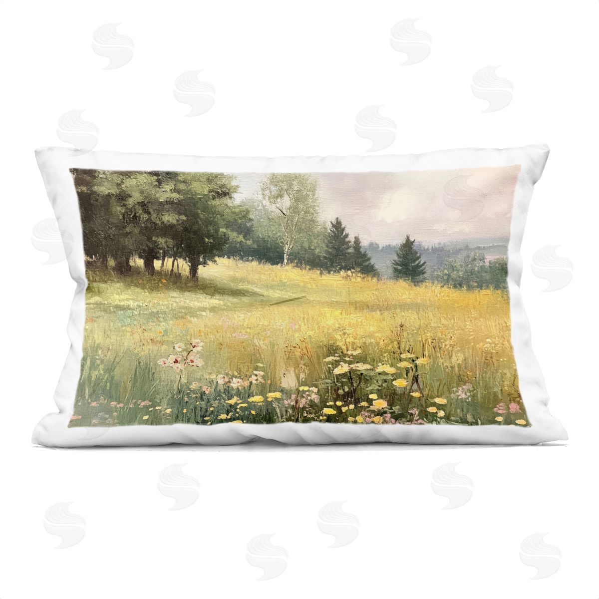 LSR Creative Studio Lush Summer Meadow Plush Polyester Art Print Pillow