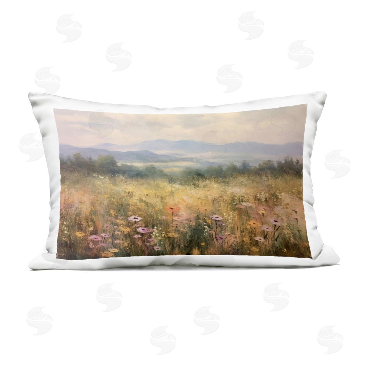 LSR Creative Studio Prairie Flowers & Mountains Plush Polyester Art Print Pillow