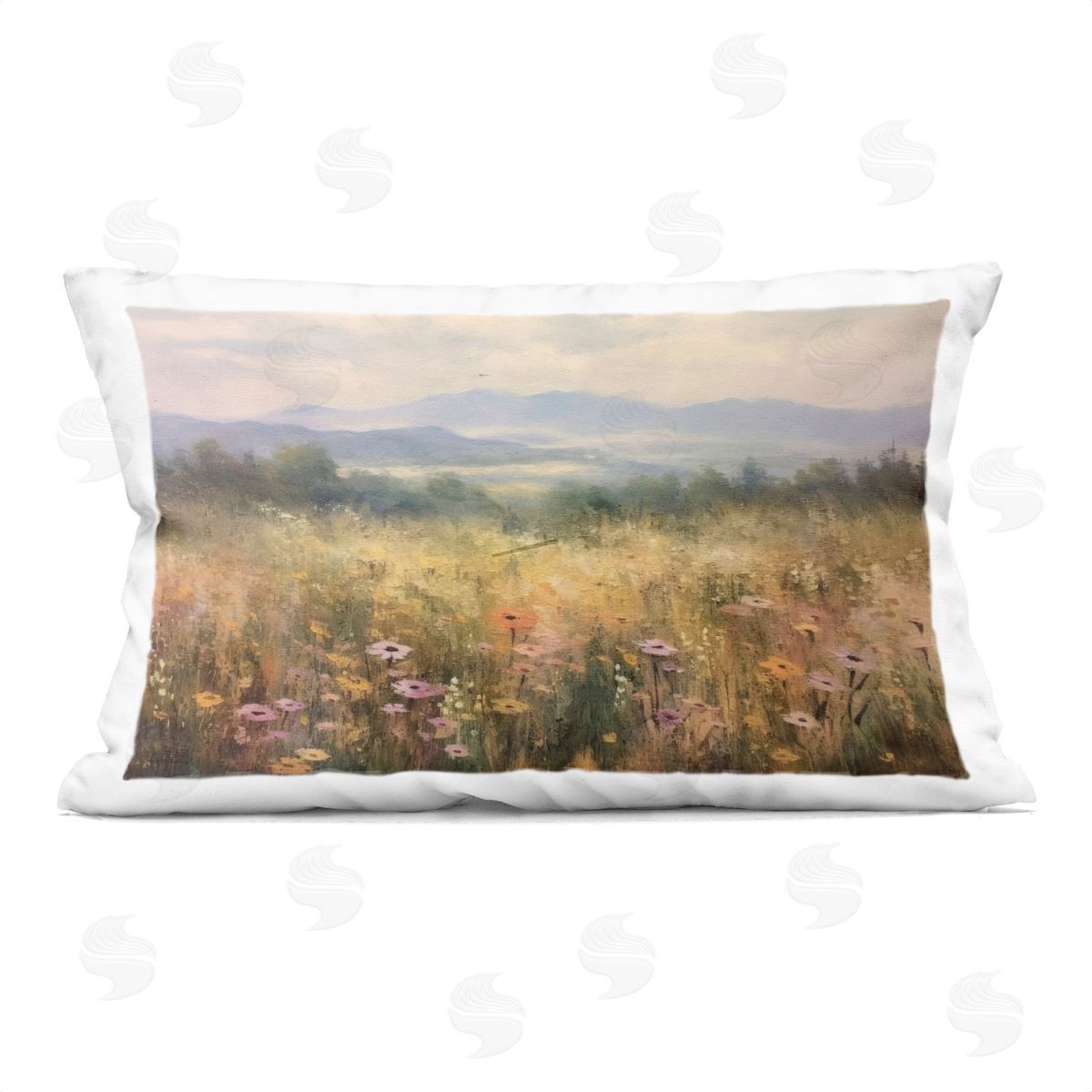 LSR Creative Studio Prairie Flowers & Mountains Plush Polyester Art Print Pillow