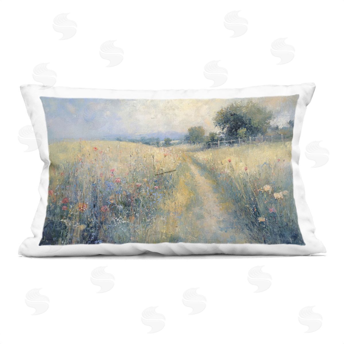 LSR Creative Studio Path Through Wildflower Field Plush Polyester Art Print Pillow