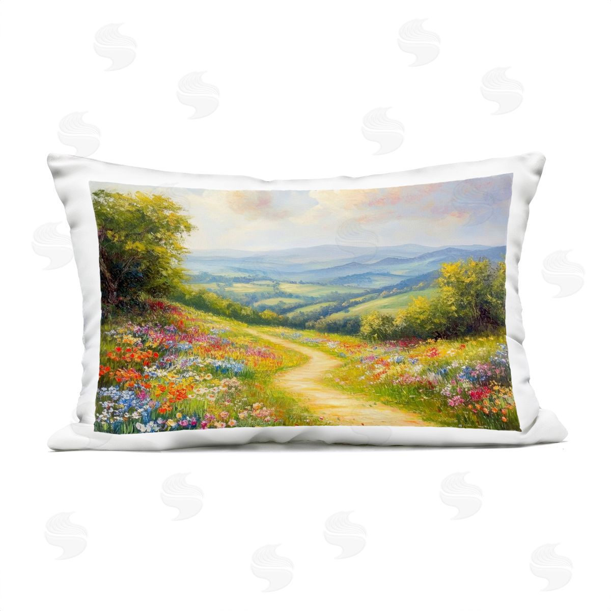 Petal Prints Design Bright and Sunny Wildflowers Plush Polyester Art Print Pillow