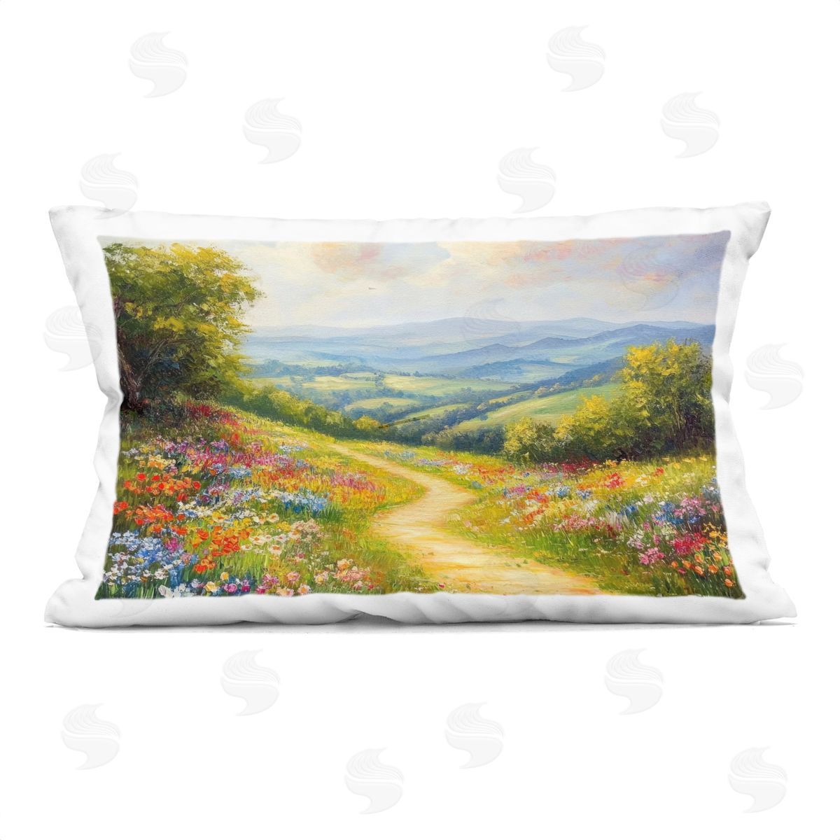 Petal Prints Design Bright and Sunny Wildflowers Plush Polyester Art Print Pillow