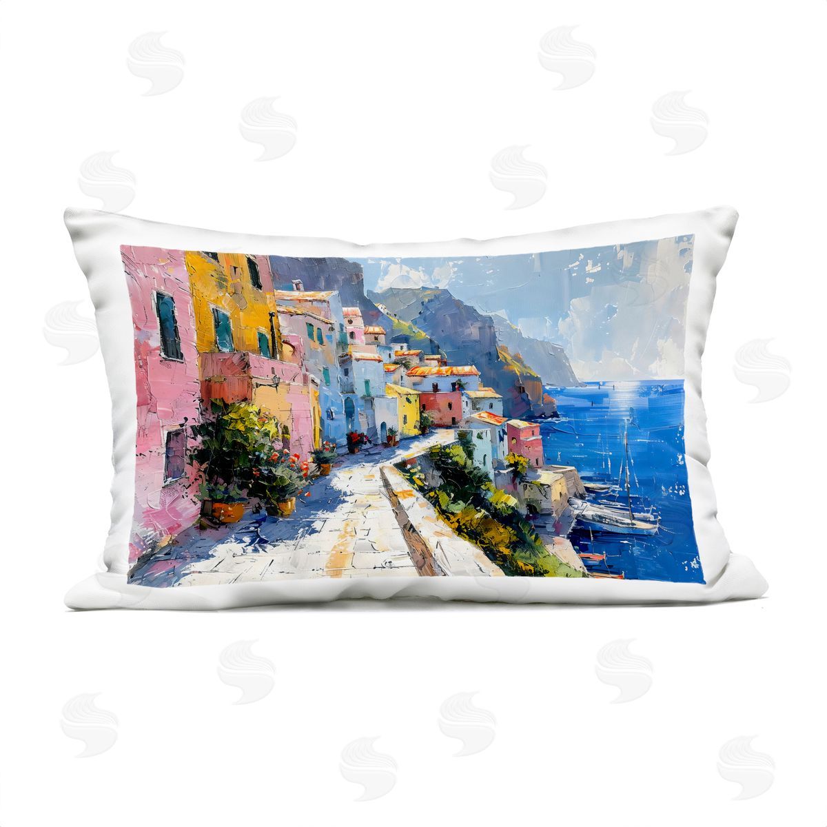 LSR Creative Studio Pathway Along The Coast Plush Polyester Art Print Pillow