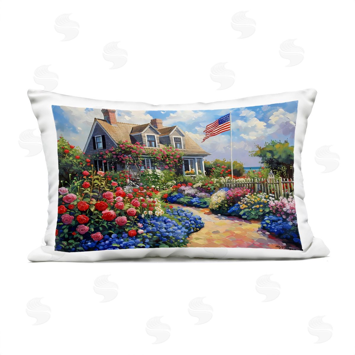LSR Creative Studio An American House Plush Polyester Art Print Pillow
