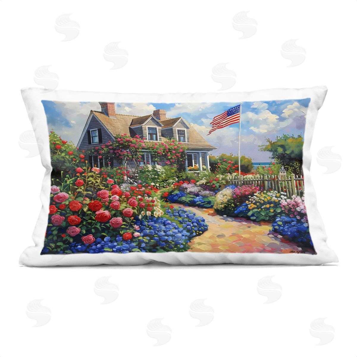 LSR Creative Studio An American House Plush Polyester Art Print Pillow