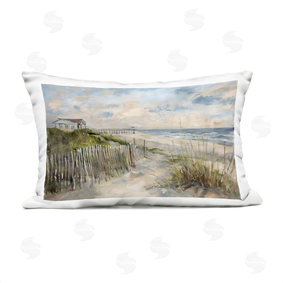 LSR Creative Studio Favorite Spot Beach View Plush Polyester Art Print Pillow
