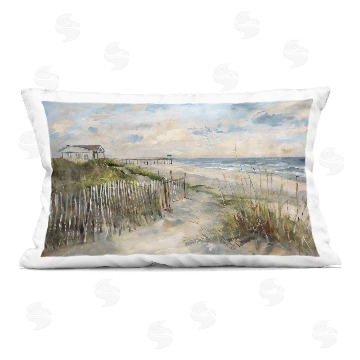 LSR Creative Studio Favorite Spot Beach View Plush Polyester Art Print Pillow