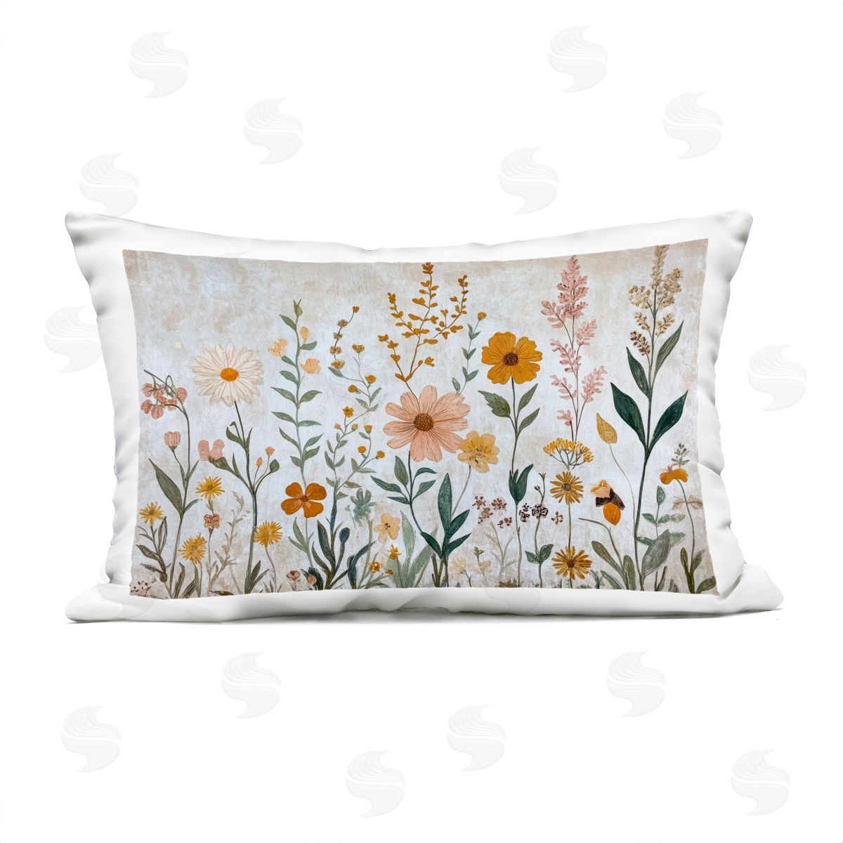 Petal Prints Design Fall Flowers Foliage Plush Polyester Art Print Pillow