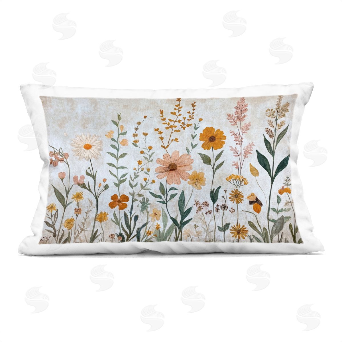 Petal Prints Design Fall Flowers Foliage Plush Polyester Art Print Pillow