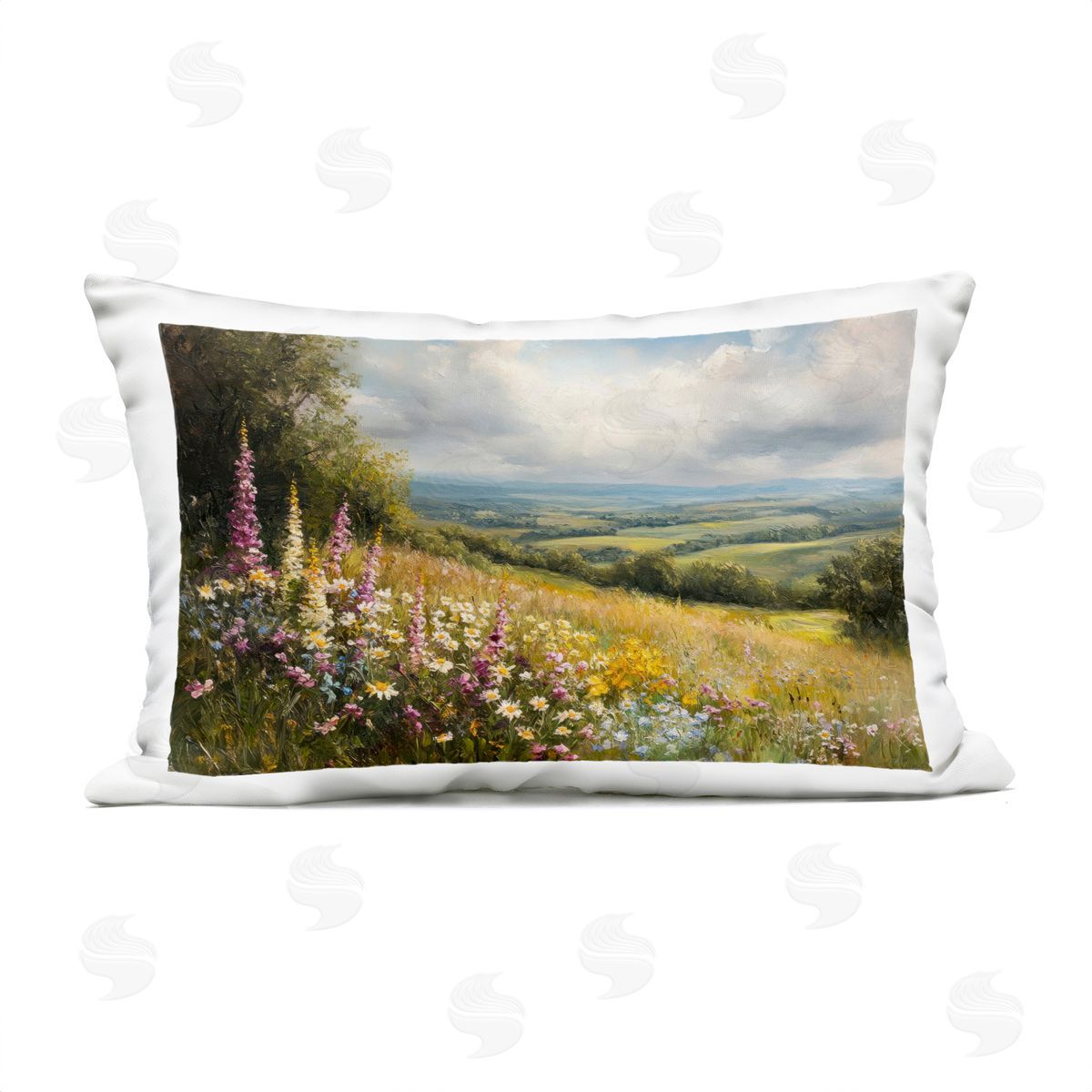 Petal Prints Design Tall Hyacinth Wildflower Patch Plush Polyester Art Print Pillow