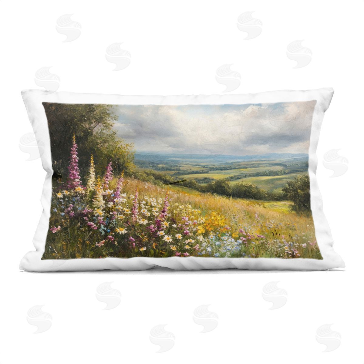 Petal Prints Design Tall Hyacinth Wildflower Patch Plush Polyester Art Print Pillow