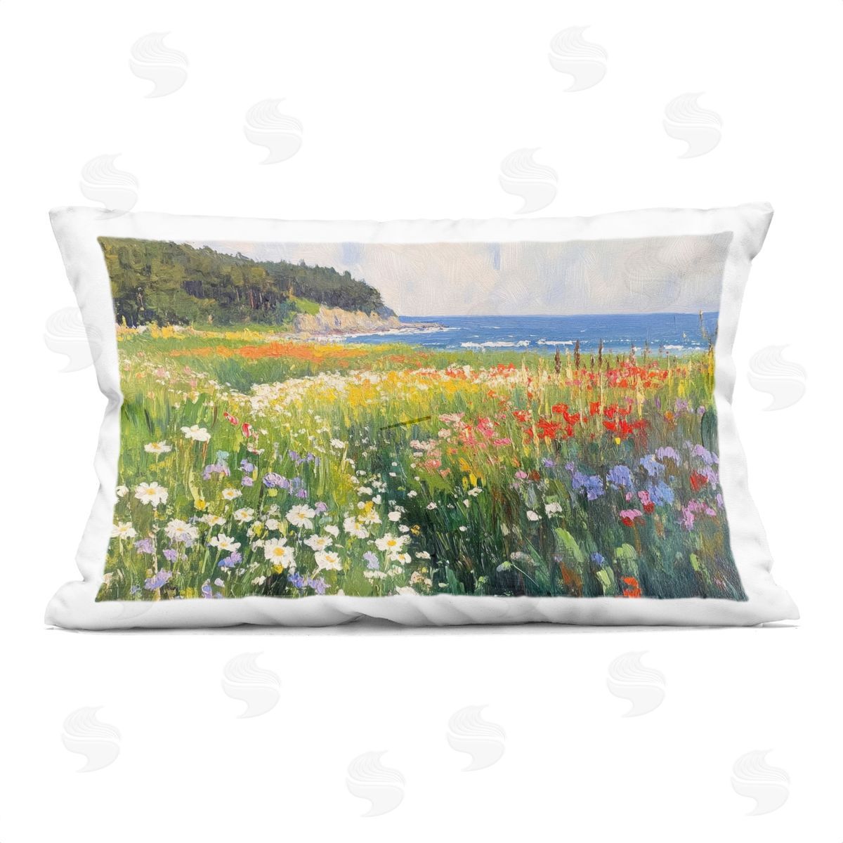 Petal Prints Design Vivid Wildflower Beach Plush Polyester Art Print Pillow