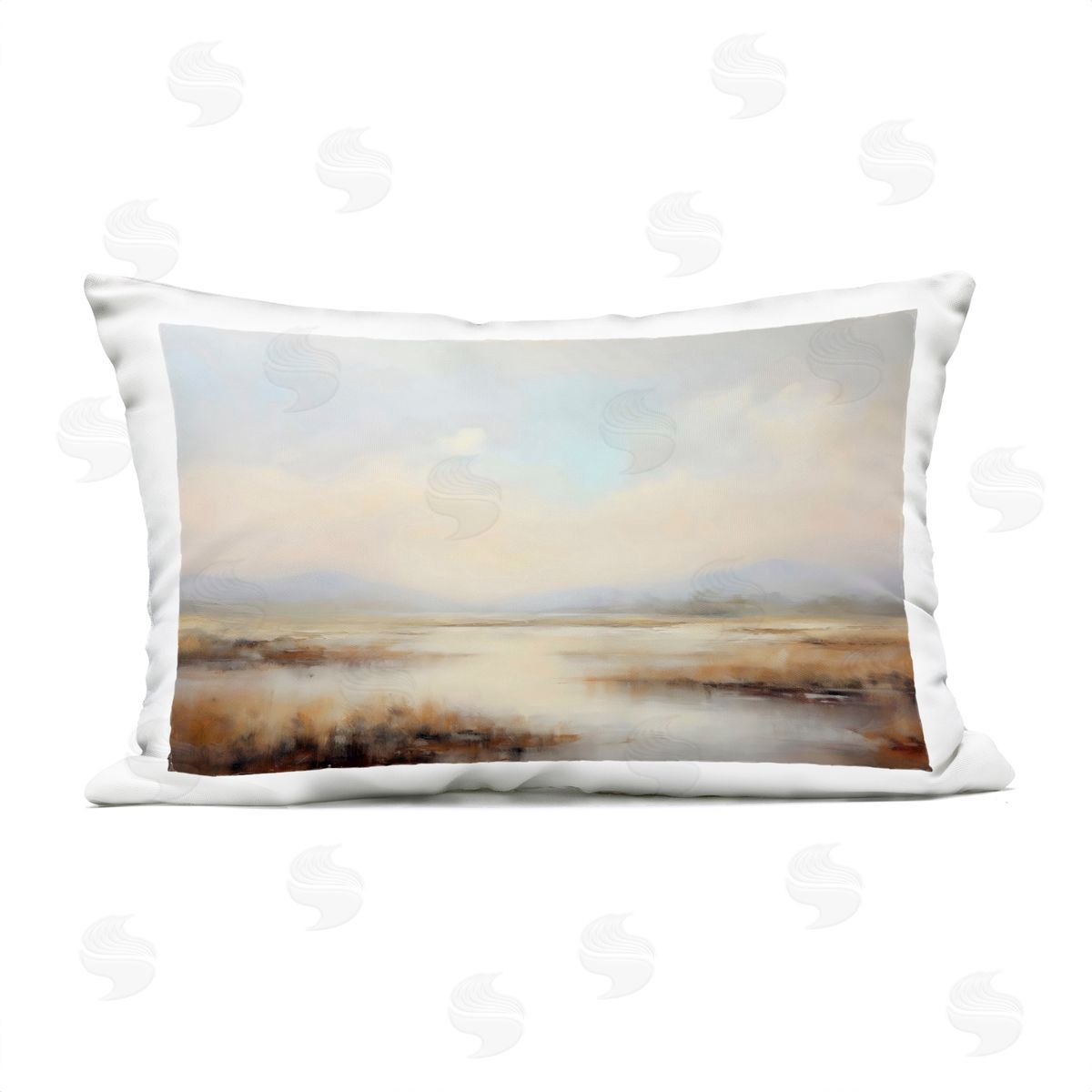 LSR Creative Studio Misty Wetlands Landscape Plush Polyester Art Print Pillow