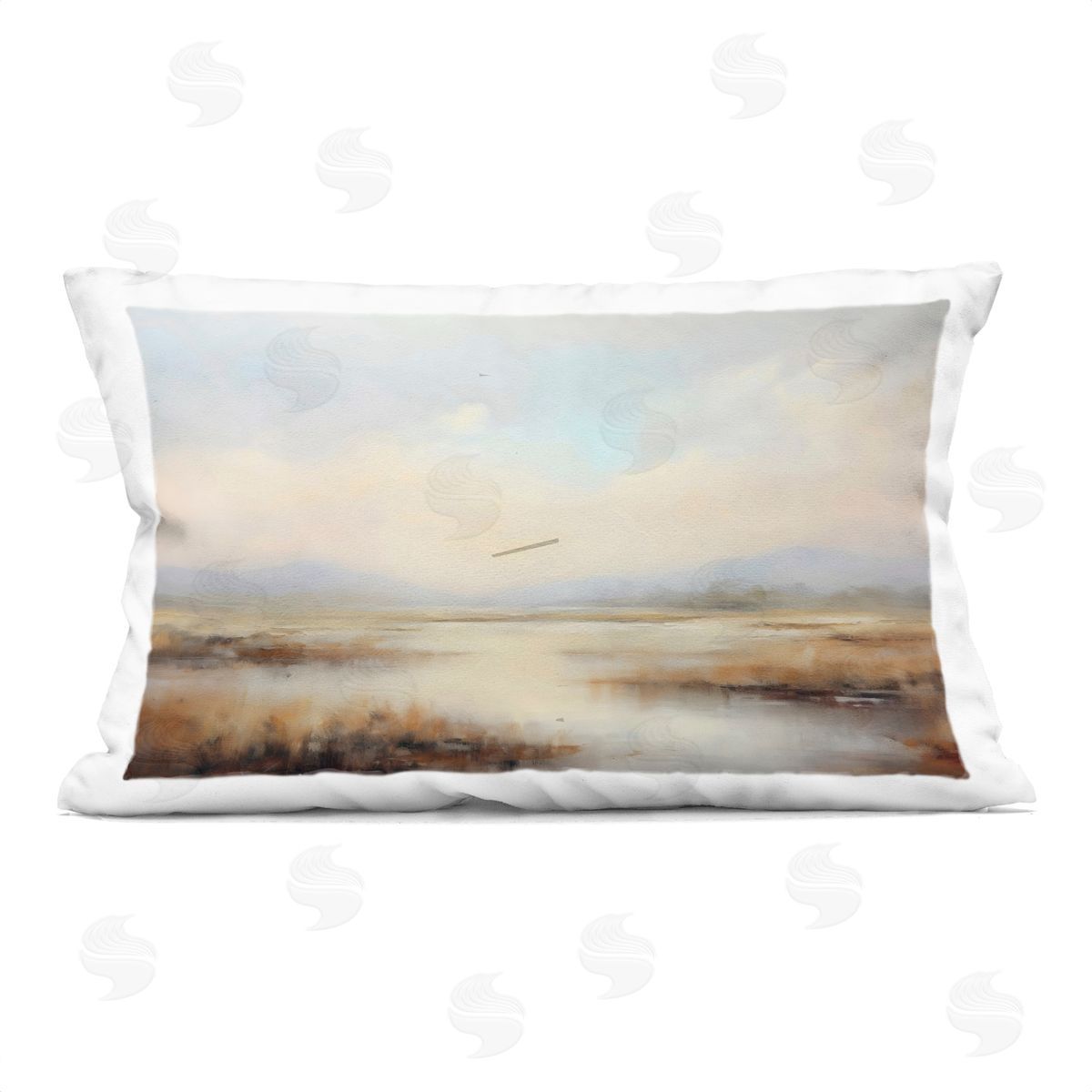 LSR Creative Studio Misty Wetlands Landscape Plush Polyester Art Print Pillow