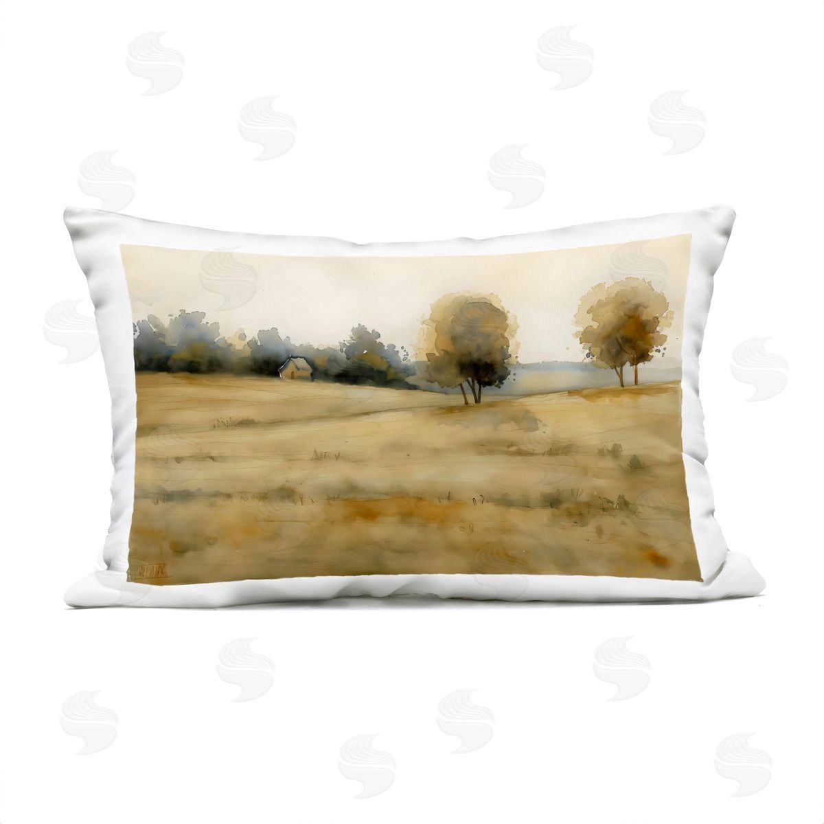 LSR Creative Studio Solitude Fields Landscape Plush Polyester Art Print Pillow