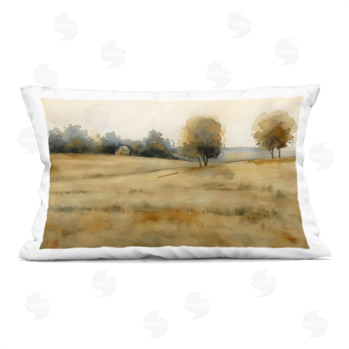 LSR Creative Studio Solitude Fields Landscape Plush Polyester Art Print Pillow