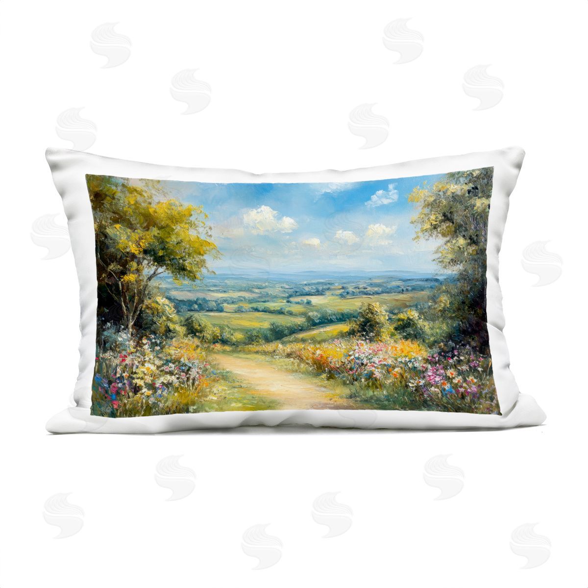 Petal Prints Design Wandering Path Overlook Plush Polyester Art Print Pillow