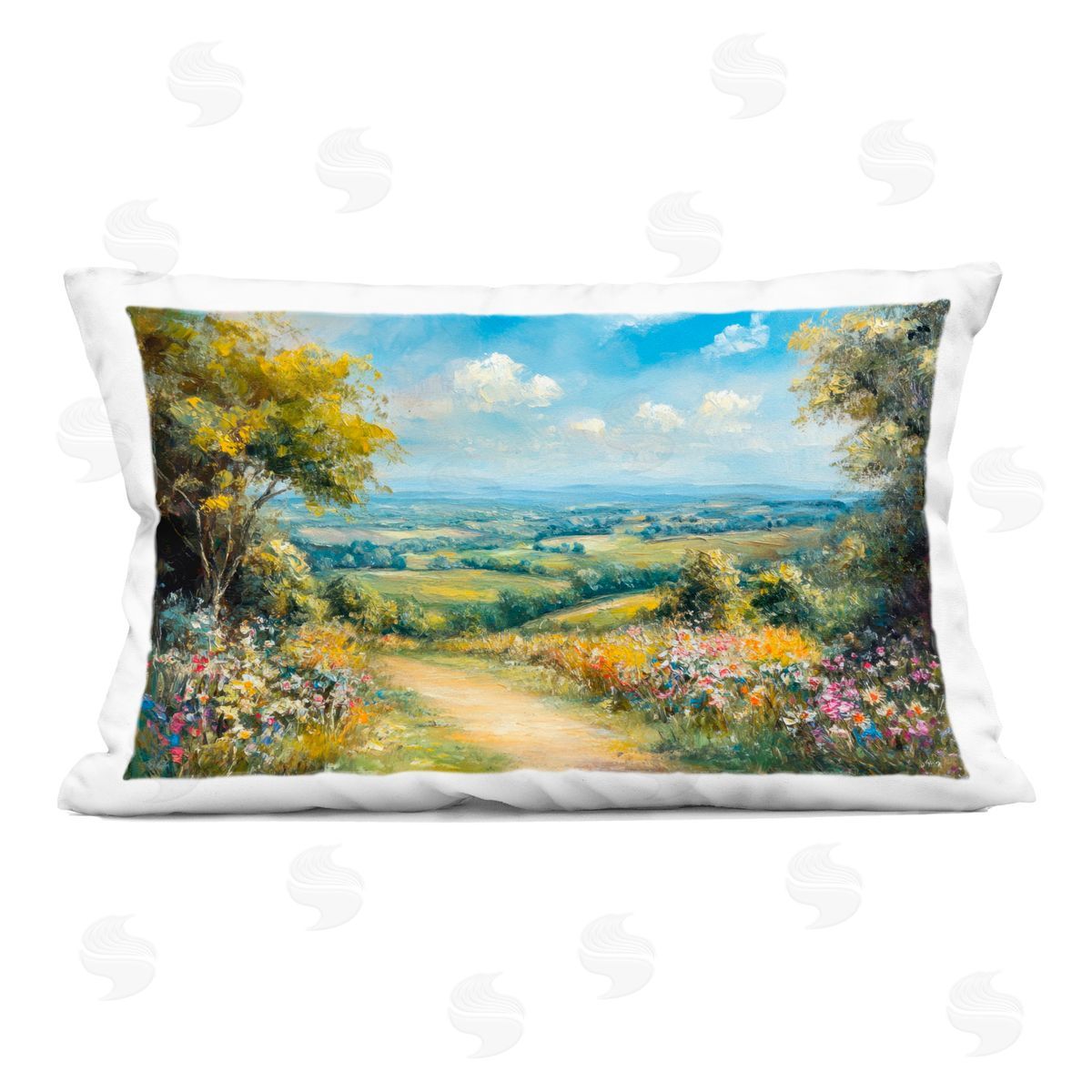Petal Prints Design Wandering Path Overlook Plush Polyester Art Print Pillow