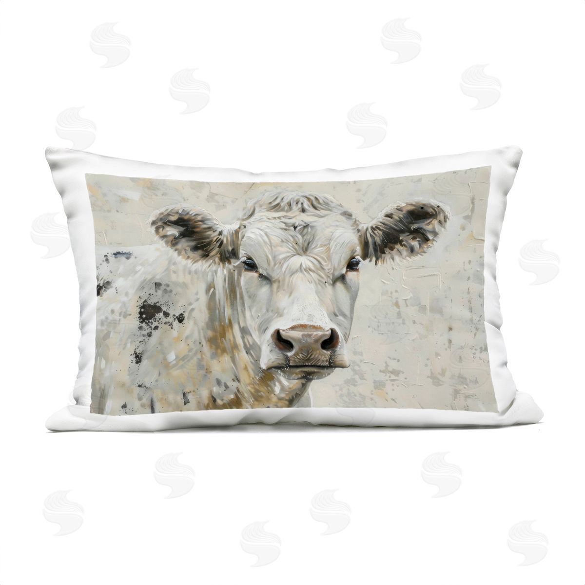 LSR Creative Studio Neutral Cow Portrait Plush Polyester Art Print Pillow