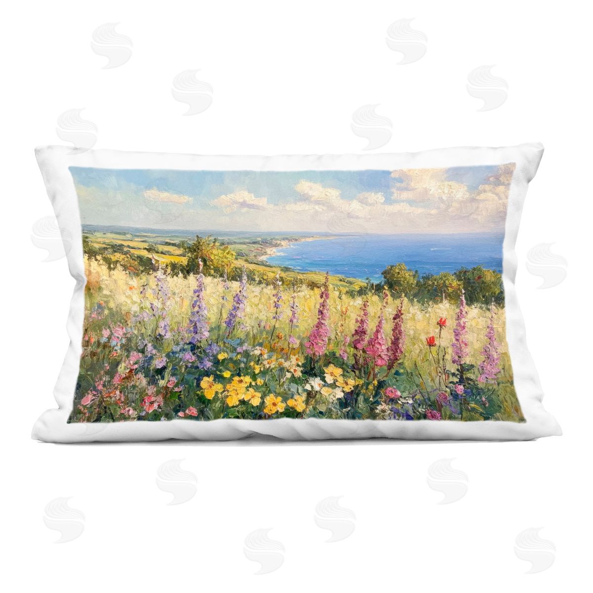 Petal Prints Design Pastel Hyacinth Seaside Garden Plush Polyester Art Print Pillow