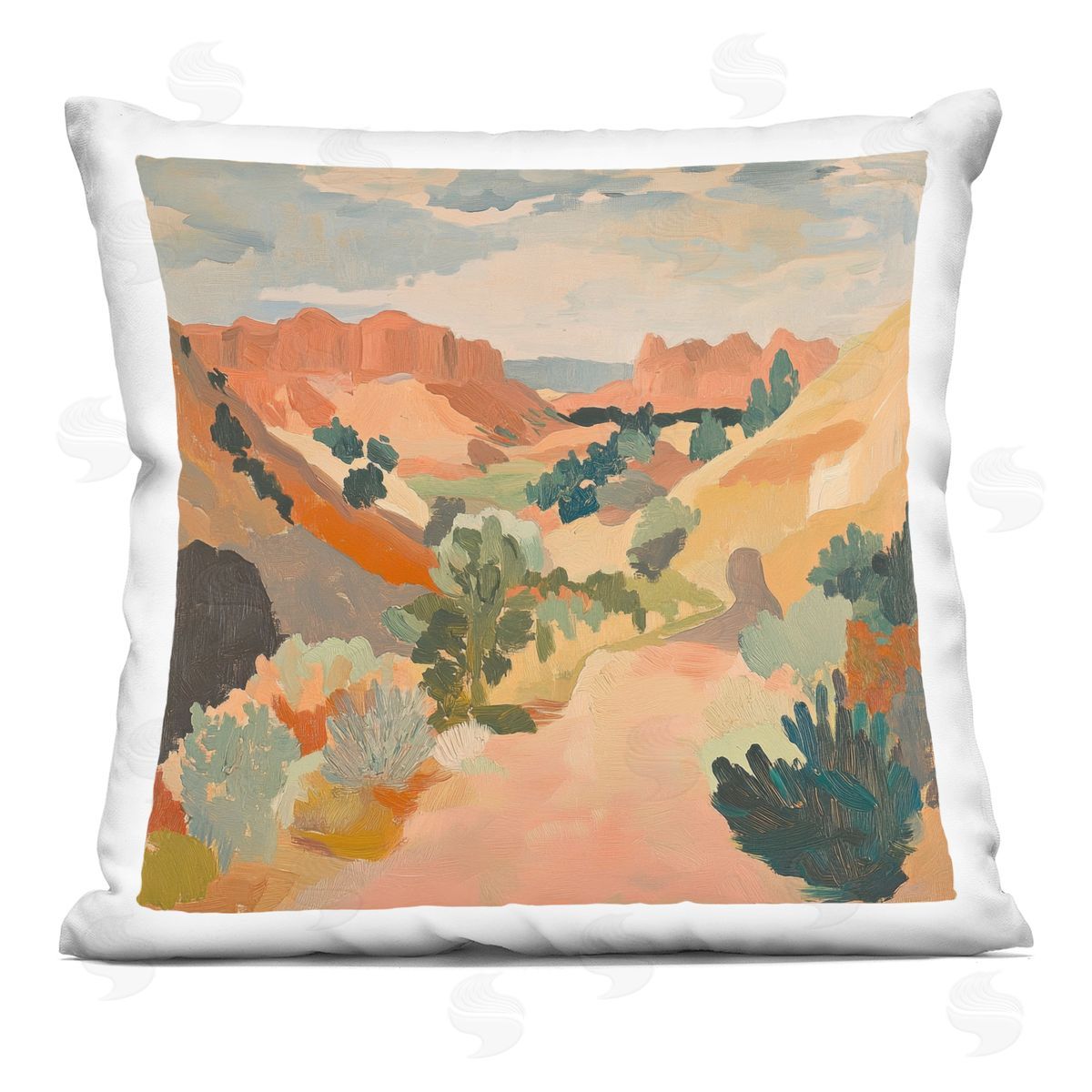 Petal Prints Design Abstract Desert Scene Plush Polyester Art Print Pillow