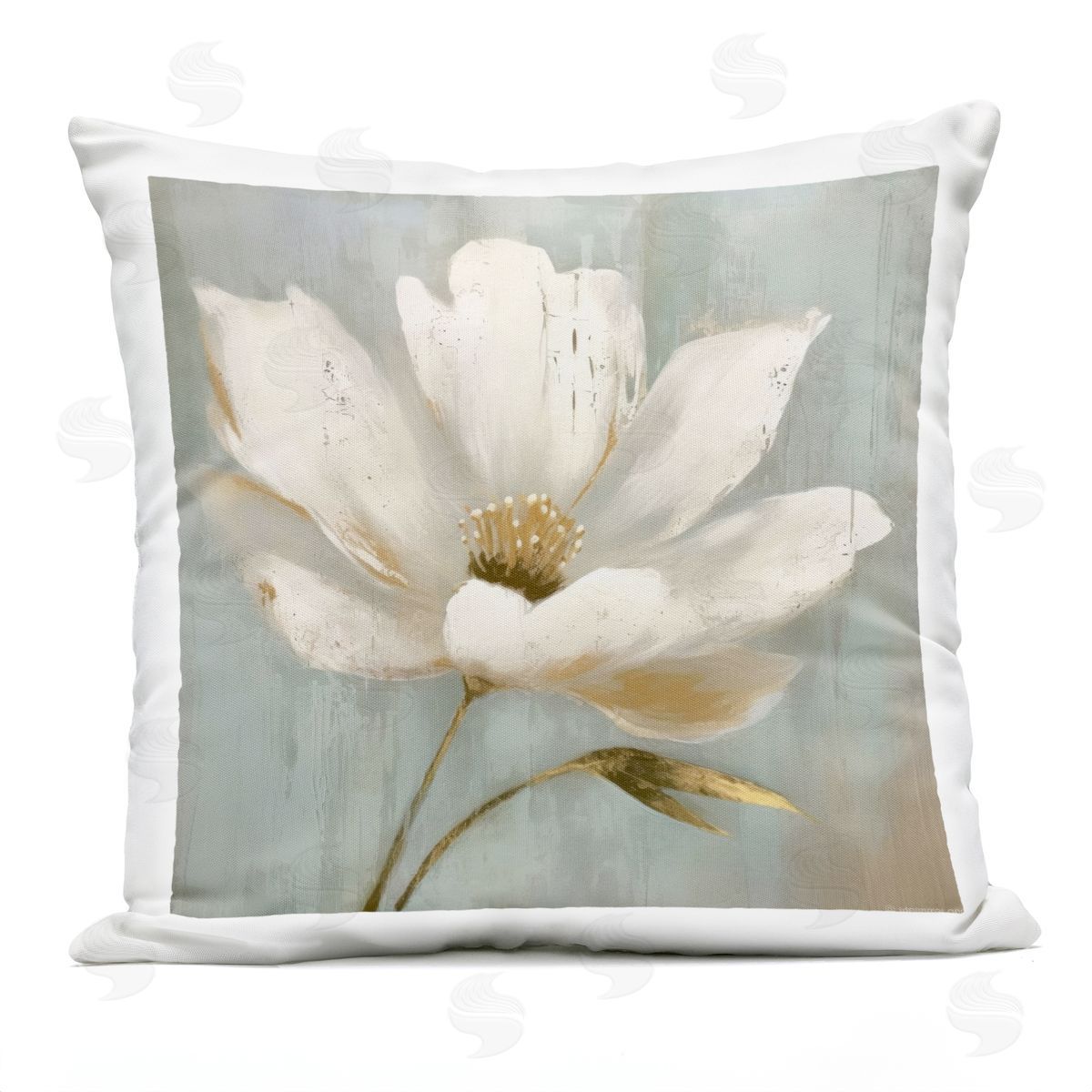 LSR Creative Studio Gold Brushed Flower Plush Polyester Art Print Pillow