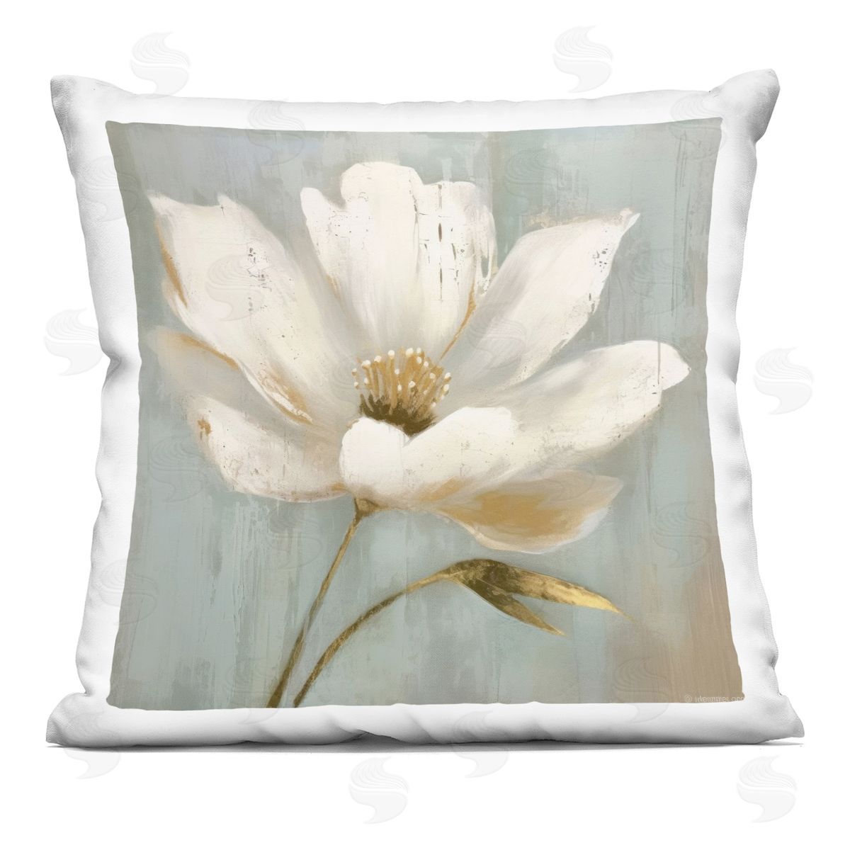 LSR Creative Studio Gold Brushed Flower Plush Polyester Art Print Pillow