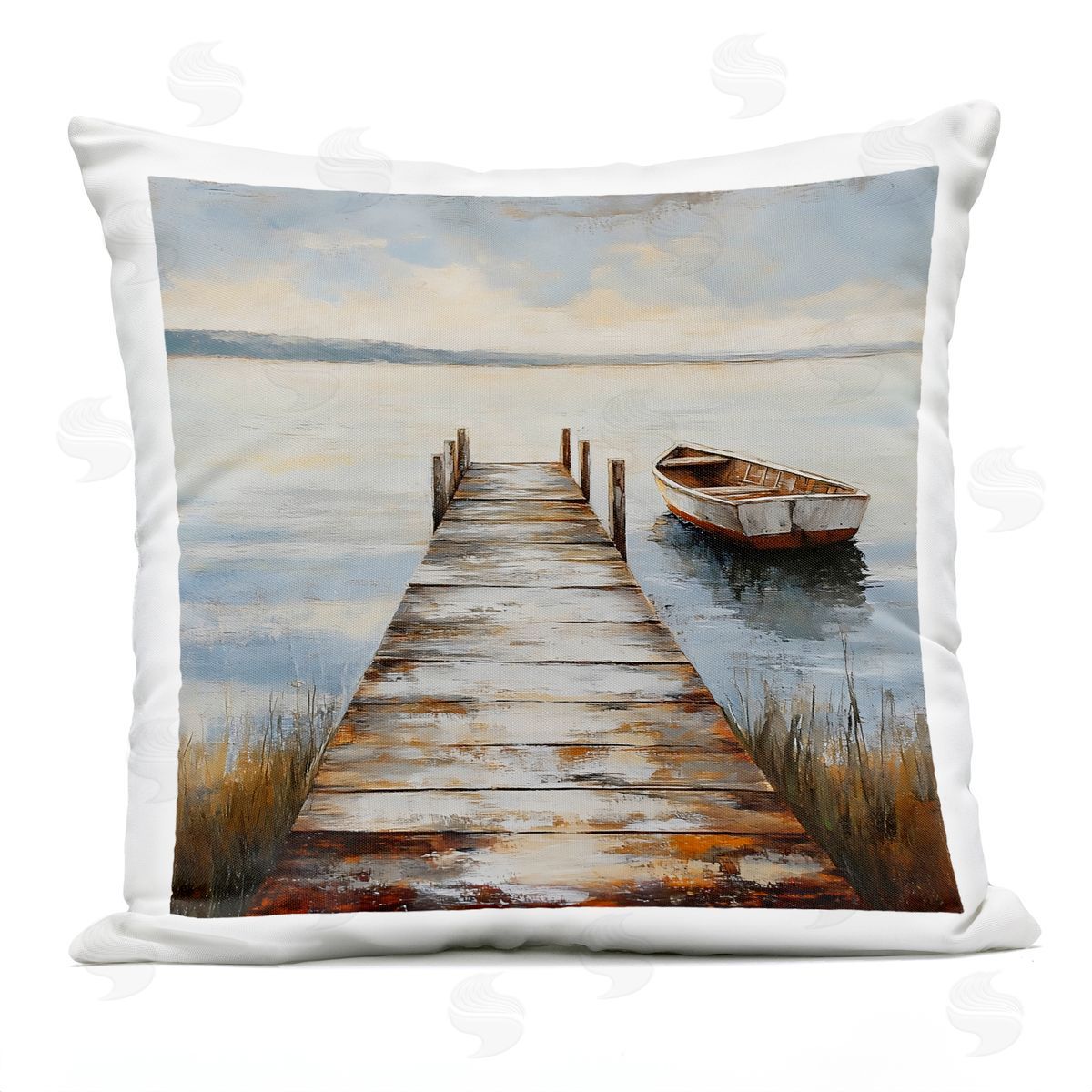 LSR Creative Studio Shimmering Lake Seascape Plush Polyester Art Print Pillow