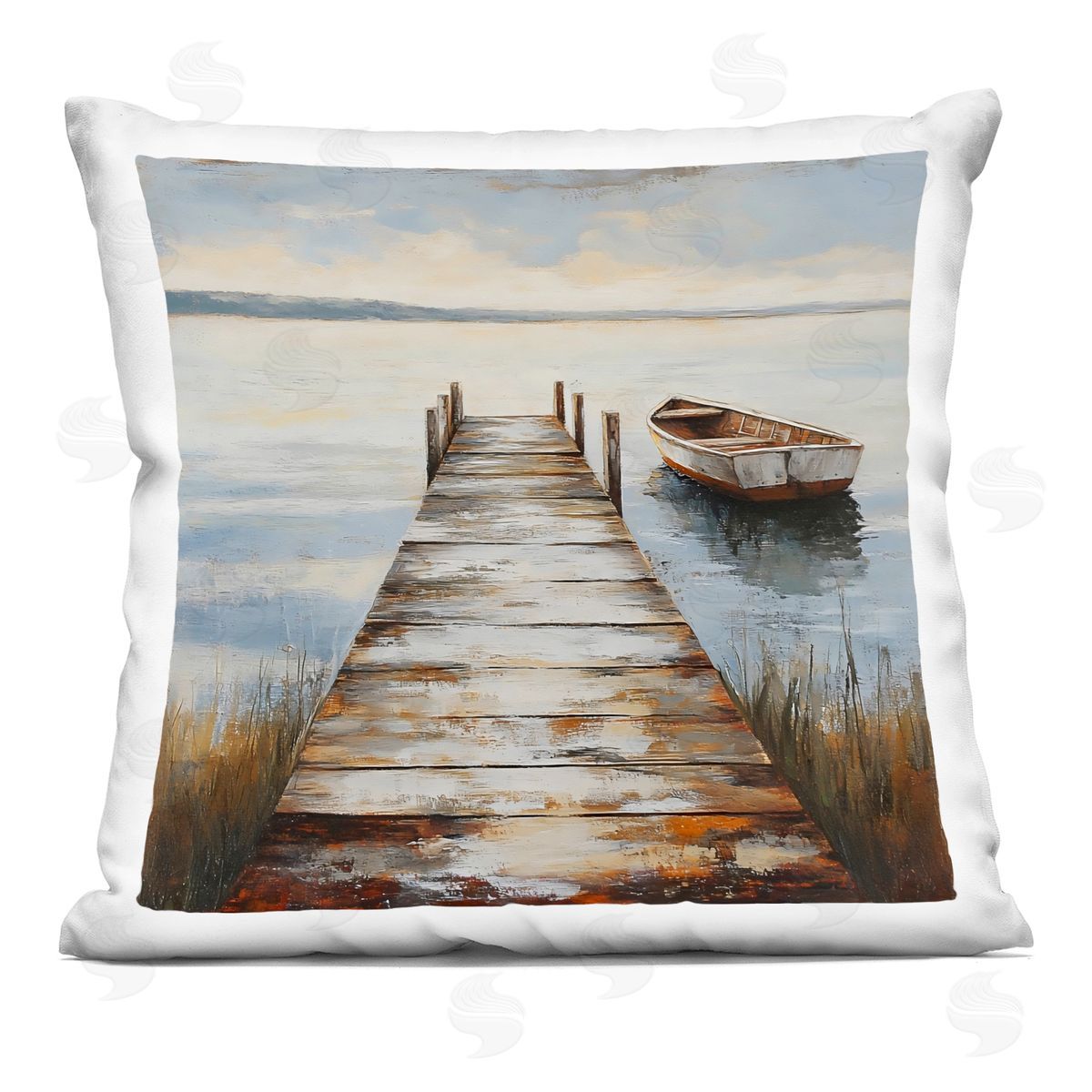 LSR Creative Studio Shimmering Lake Seascape Plush Polyester Art Print Pillow