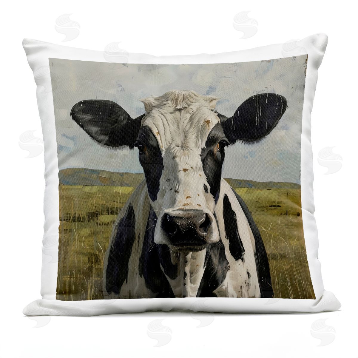 LSR Creative Studio Spotted Cow in Pasture Plush Polyester Art Print Pillow